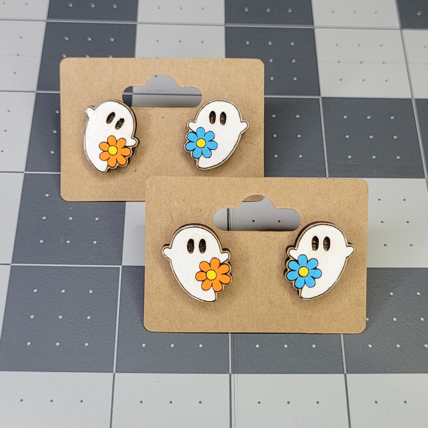 Groovy Ghost Earrings - 0.5in or 0.8 in