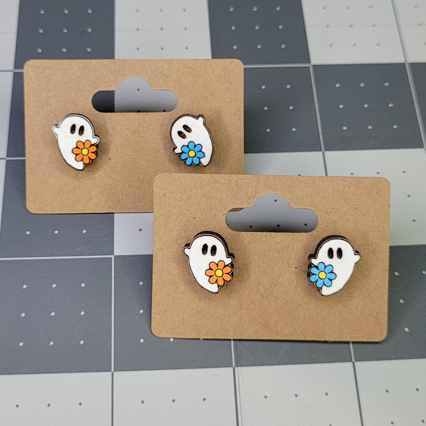 Groovy Ghost Earrings - 0.5in or 0.8 in