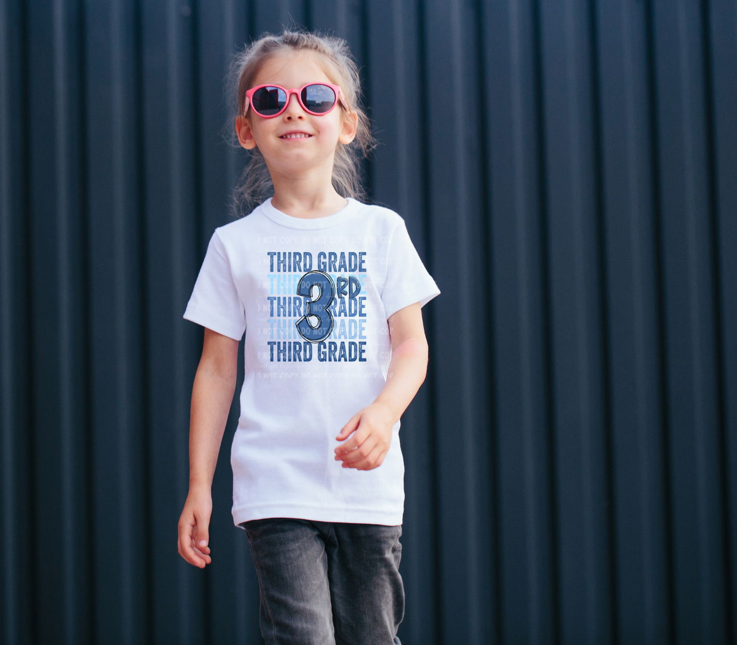 Back To School Stacked Blues (Daycare-5th) White