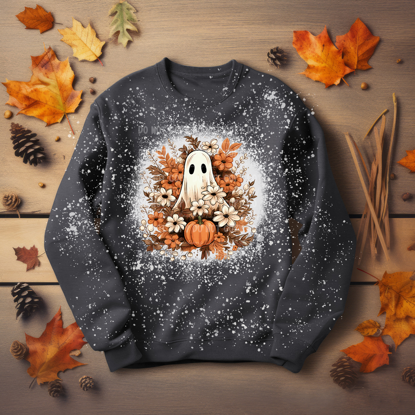 Bleached Fall Floral Ghost Crewneck