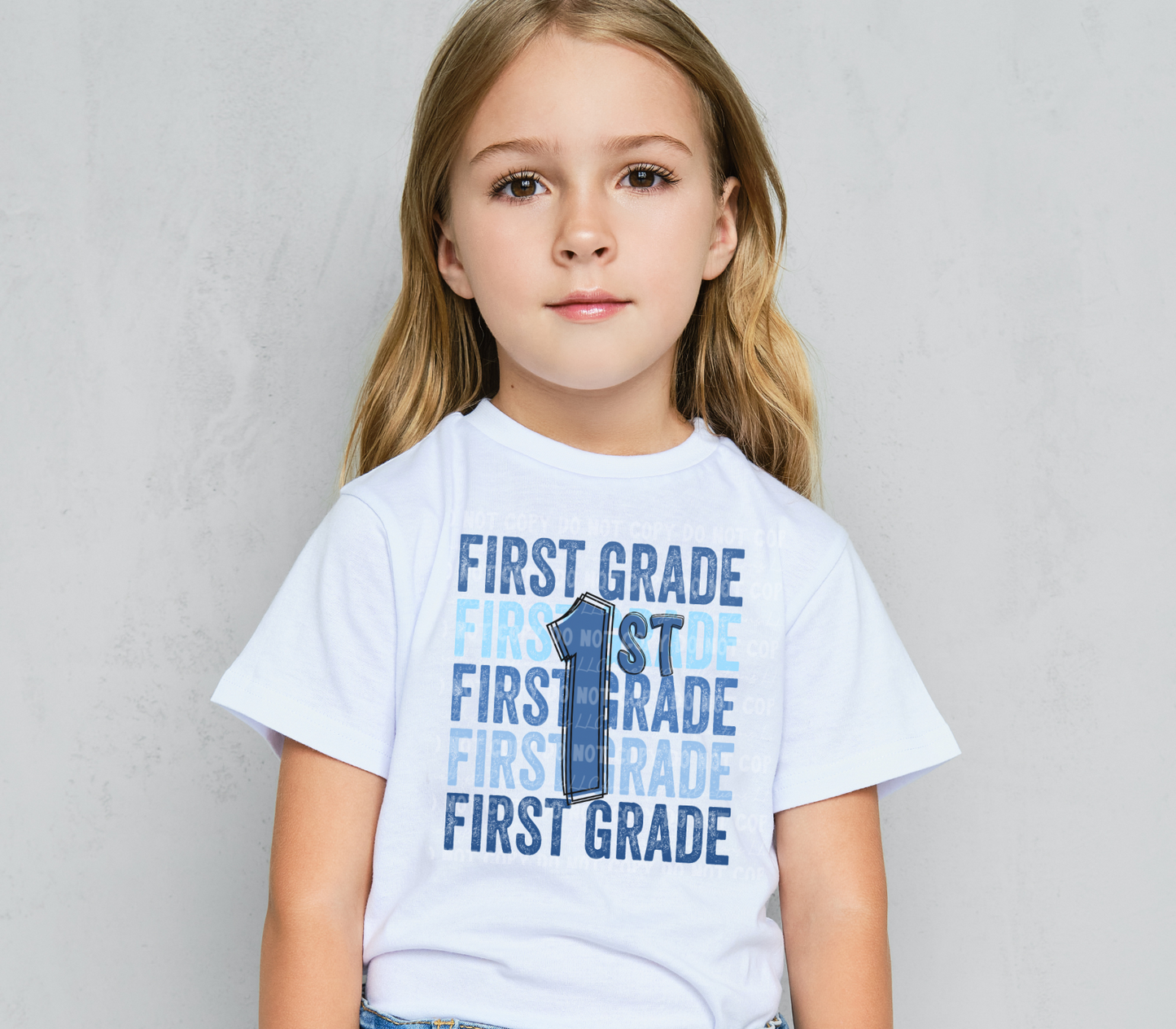 Back To School Stacked Blues (Daycare-5th) White