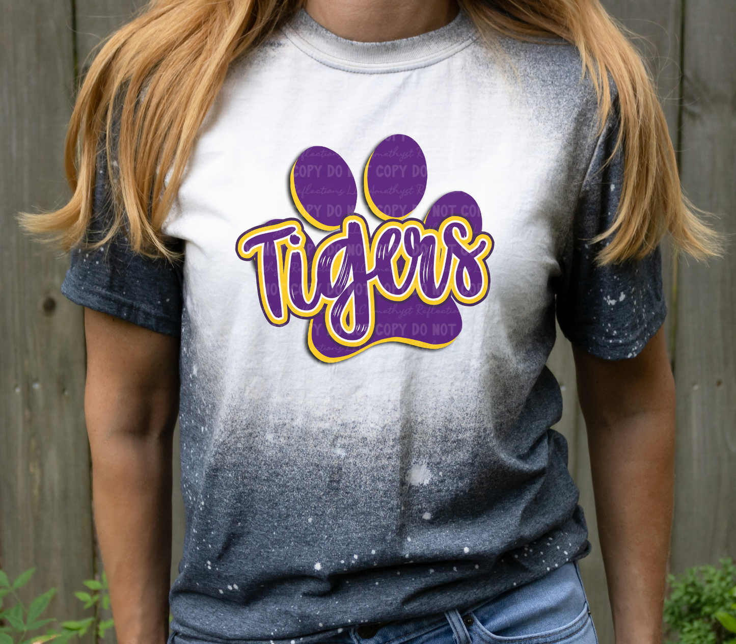 Tigers Purple/Gold Paw Bleached - Youth Sizes
