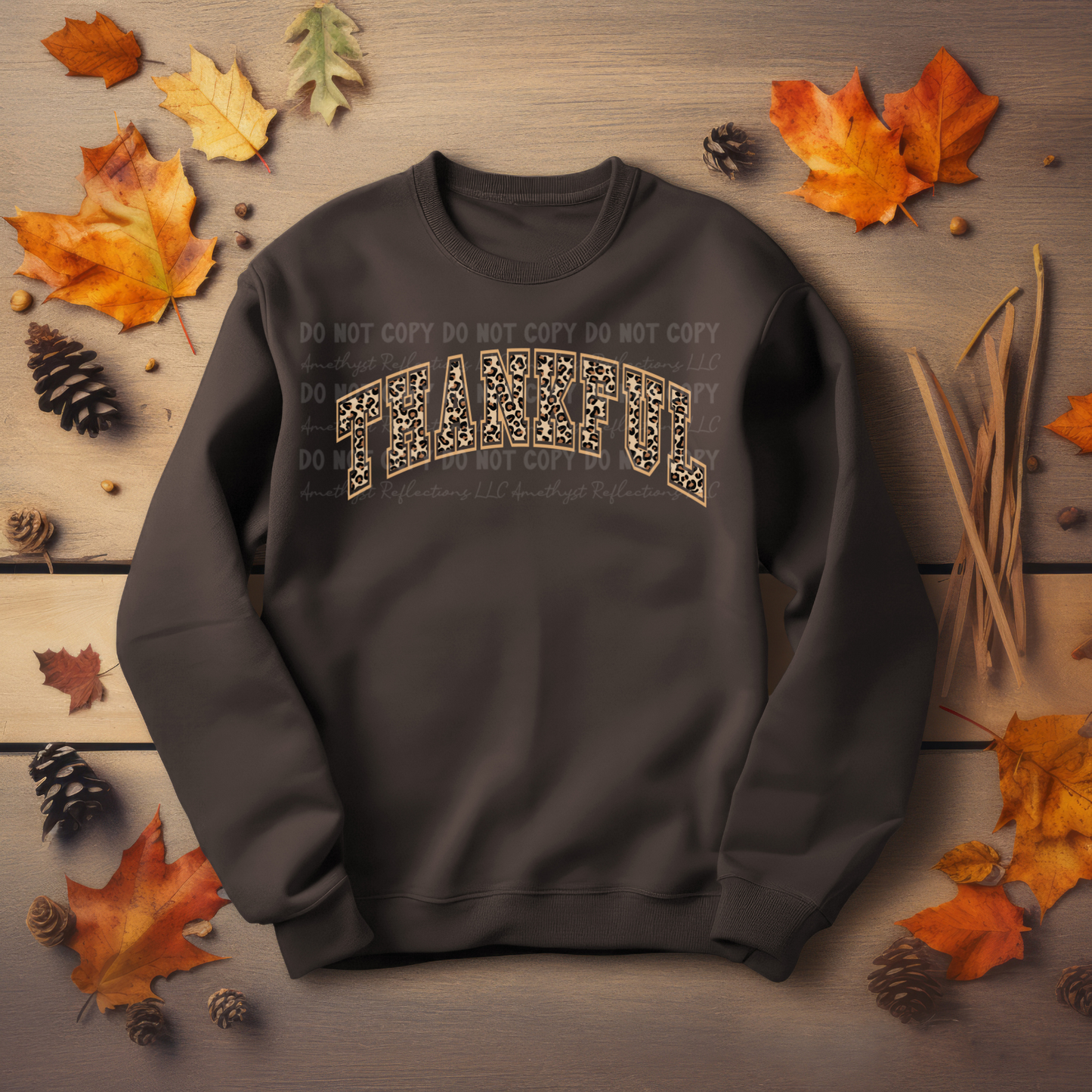 Thankful Leopard Print Sweatshirt