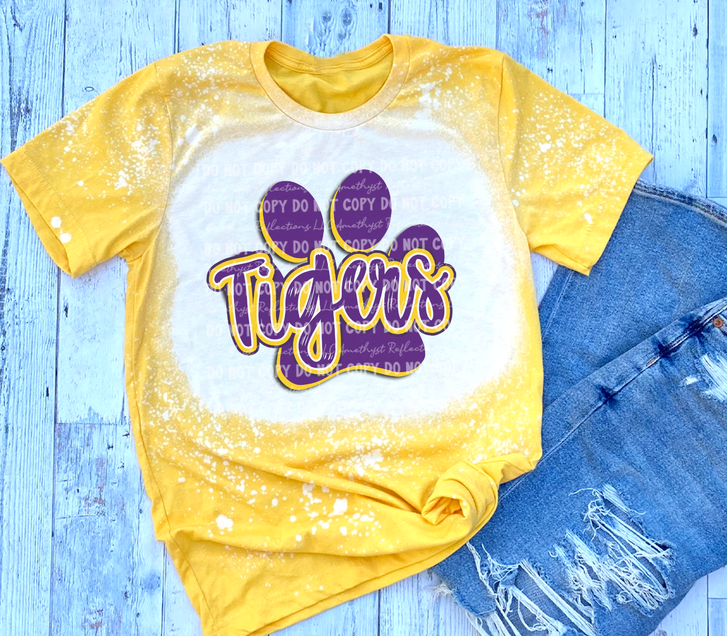 Tigers Purple/Gold Paw Bleached - Youth Sizes