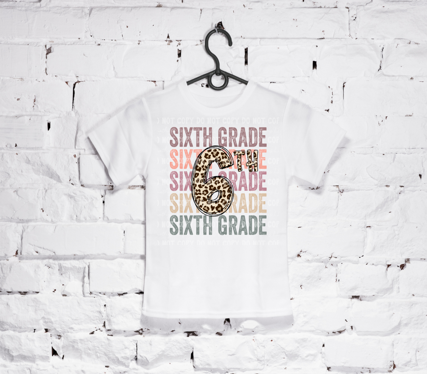 Back To School Stacked Pastel Leopard (6th-12th) White