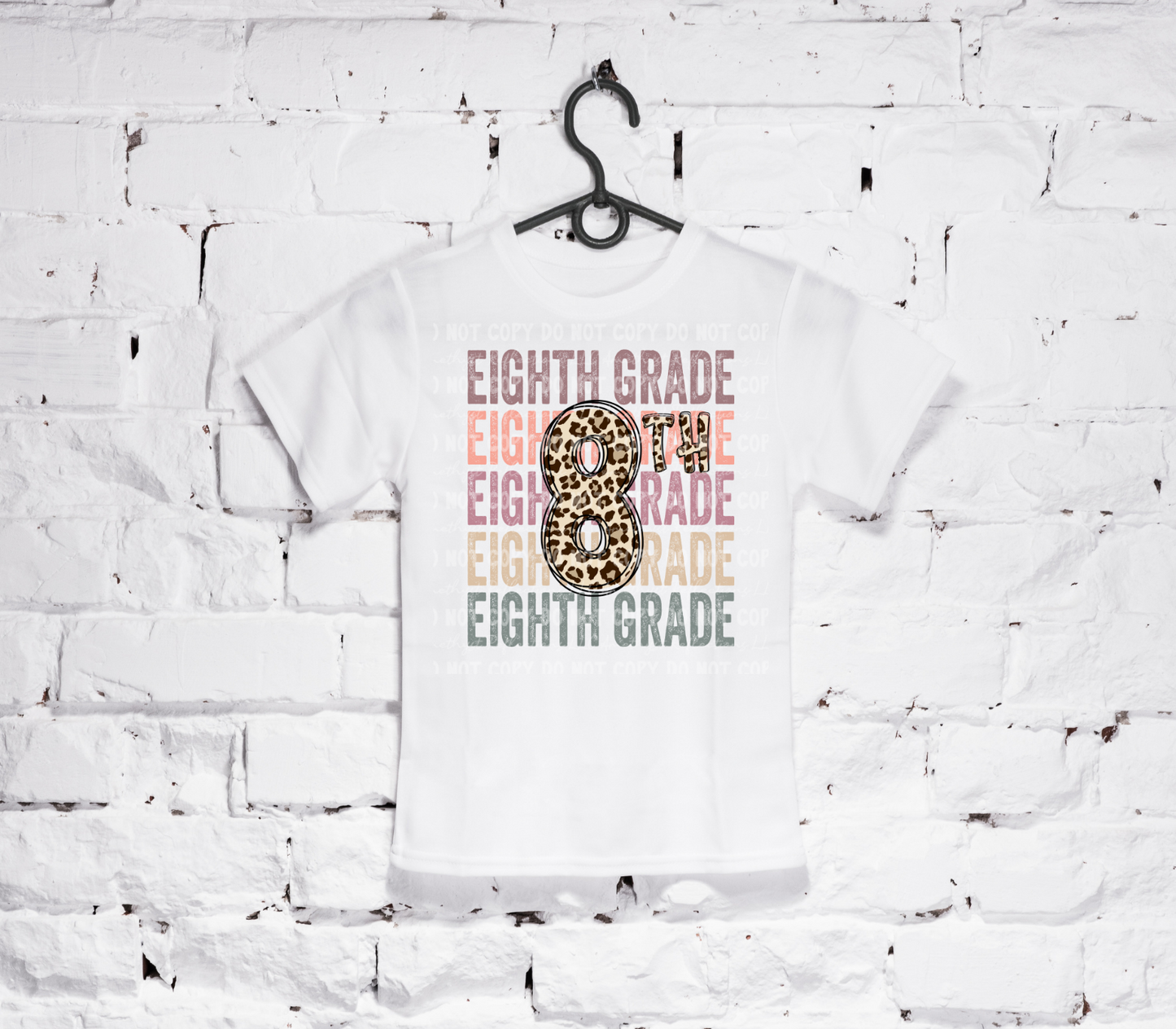 Back To School Stacked Pastel Leopard (6th-12th) White