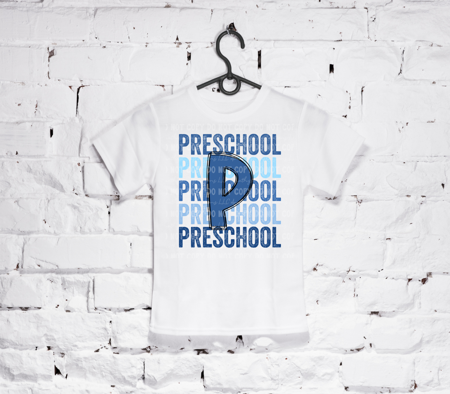 Back To School Stacked Blues (Daycare-5th) White