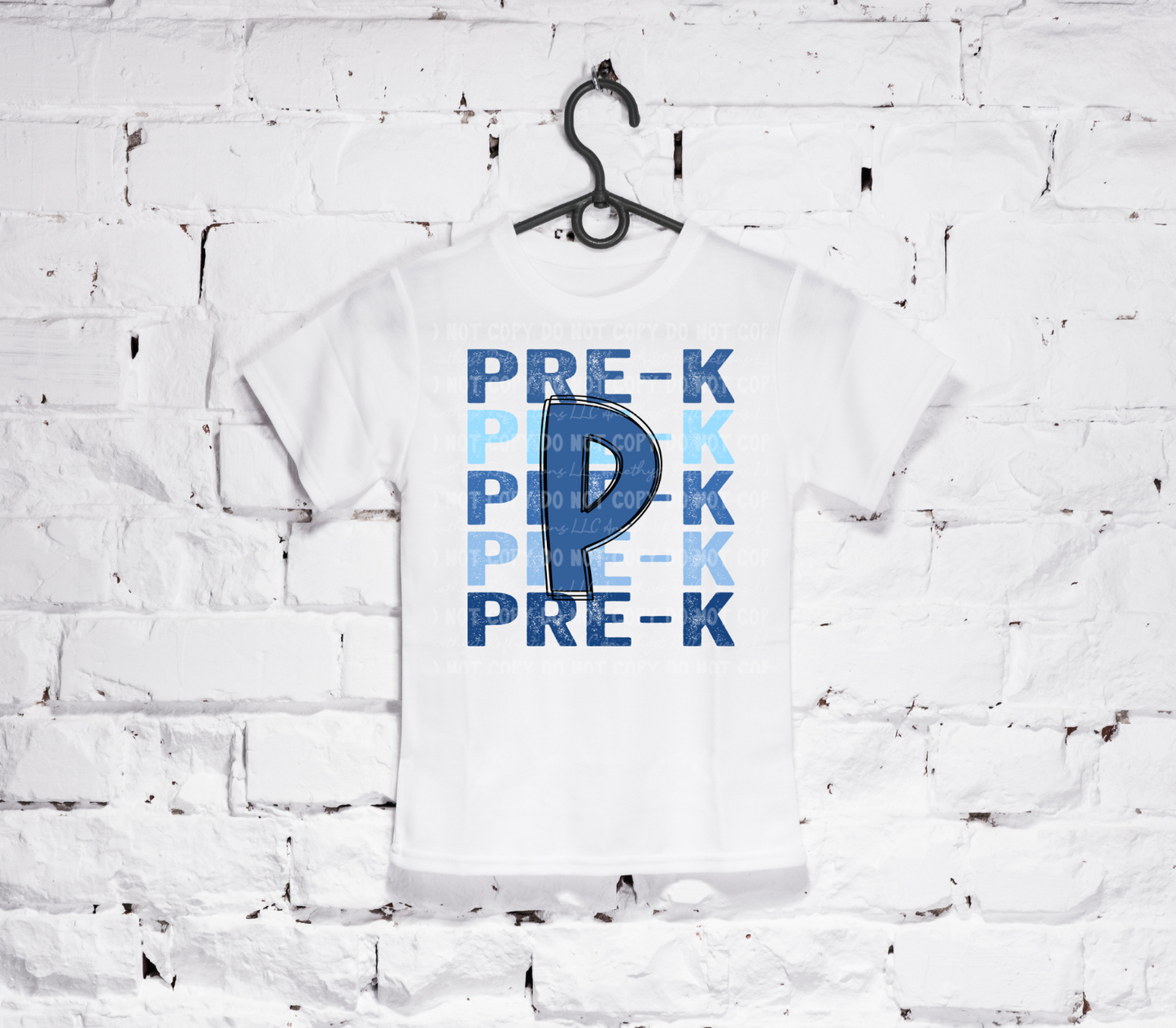 Back To School Stacked Blues (Daycare-5th) White