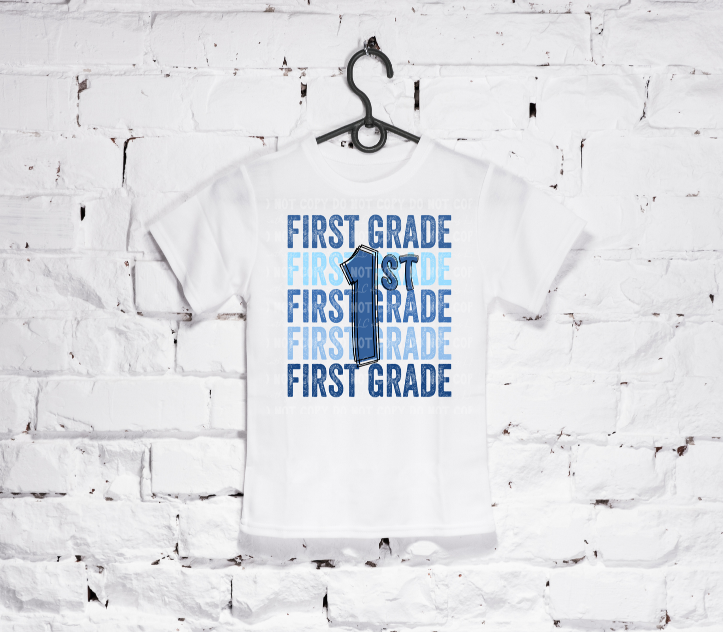 Back To School Stacked Blues (Daycare-5th) White