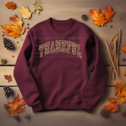 Thankful Leopard Print Sweatshirt
