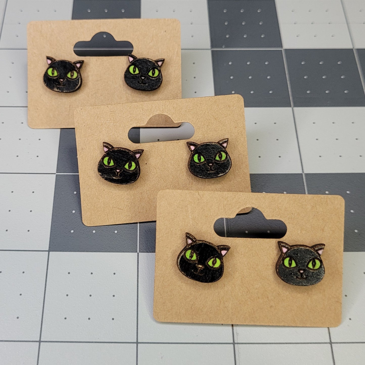 Black Cat Earrings - 0.6in