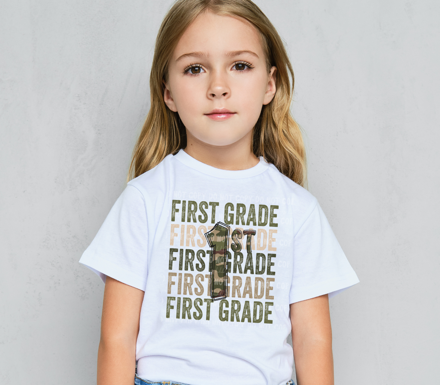 Back To School Stacked Camo (Daycare - 5th) White