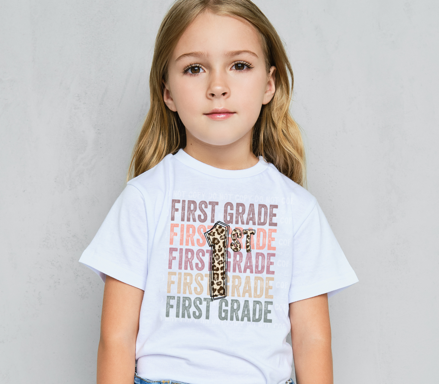 Back To School Stacked Pastel Leopard (Daycare-5th) White