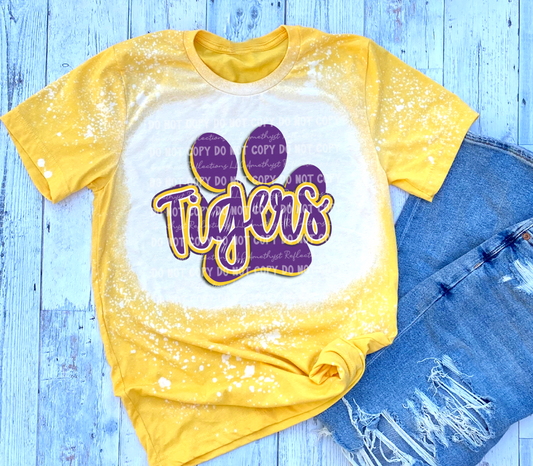 Tigers Purple/Gold Paw Bleached