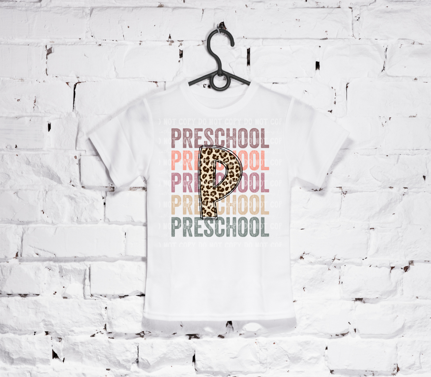 Back To School Stacked Pastel Leopard (Daycare-5th) White