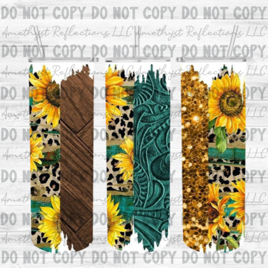 Sunflower and Turquoise- Skinny Tumbler