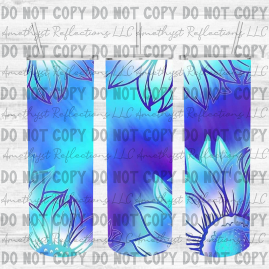 Teal & Purple Sunflowers- Skinny Tumbler